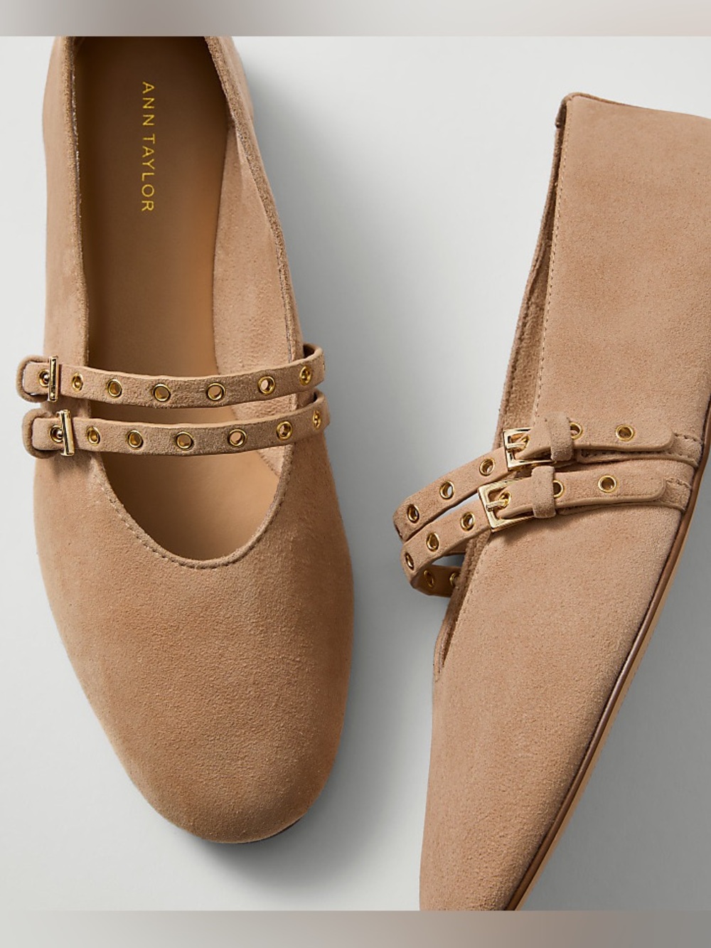Ann Taylor Weekend Studded Suede Mary Jane Flat